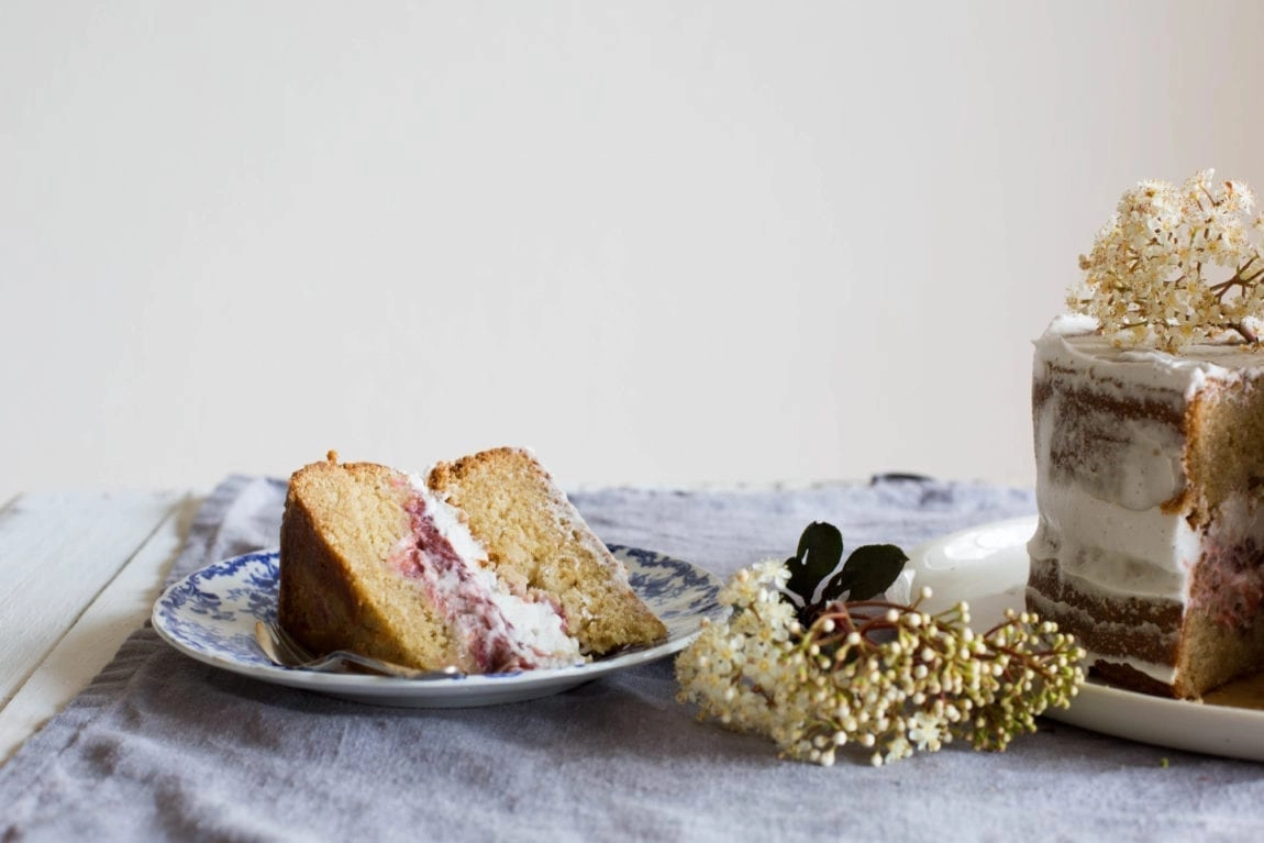 Rhubarb Hibiscus + Whipped Coconut Cream Layer Cake 3