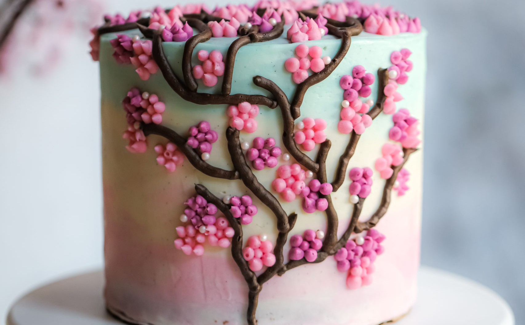 Cherry Blossom Cake With Cherry Blossom Buttercream Frosting 3