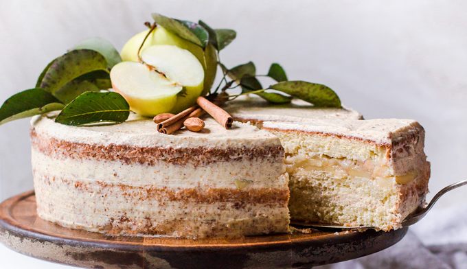 Lighter Apple Layer Cake With Whiskey Almond Cream 3