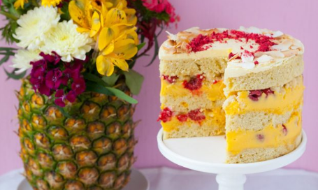 Coconut Passion Fruit Raspberry Layer Cake 7