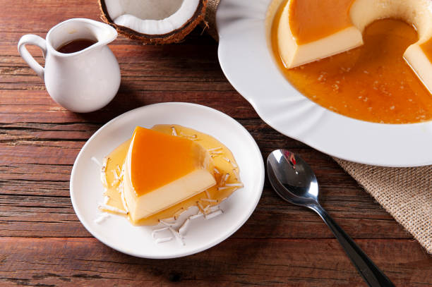 This coconut flan recipe contains only 4 ingredients 1