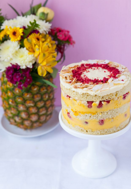 Coconut Passion Fruit Raspberry Layer Cake 5