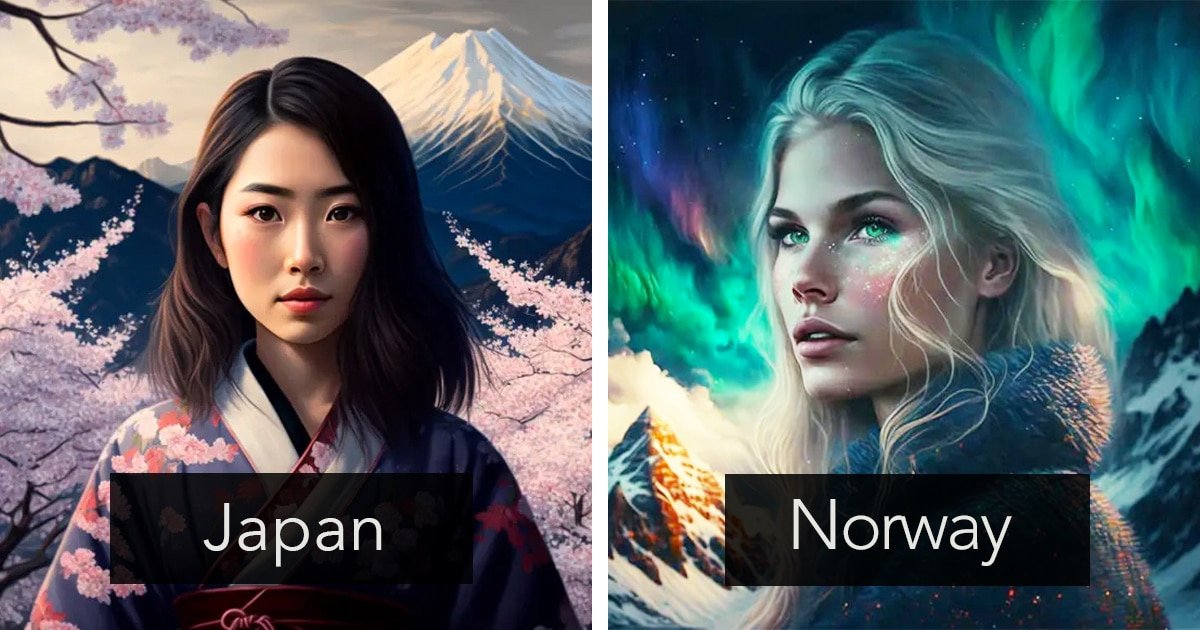 AI generated art embodies countries as different women around the world 17