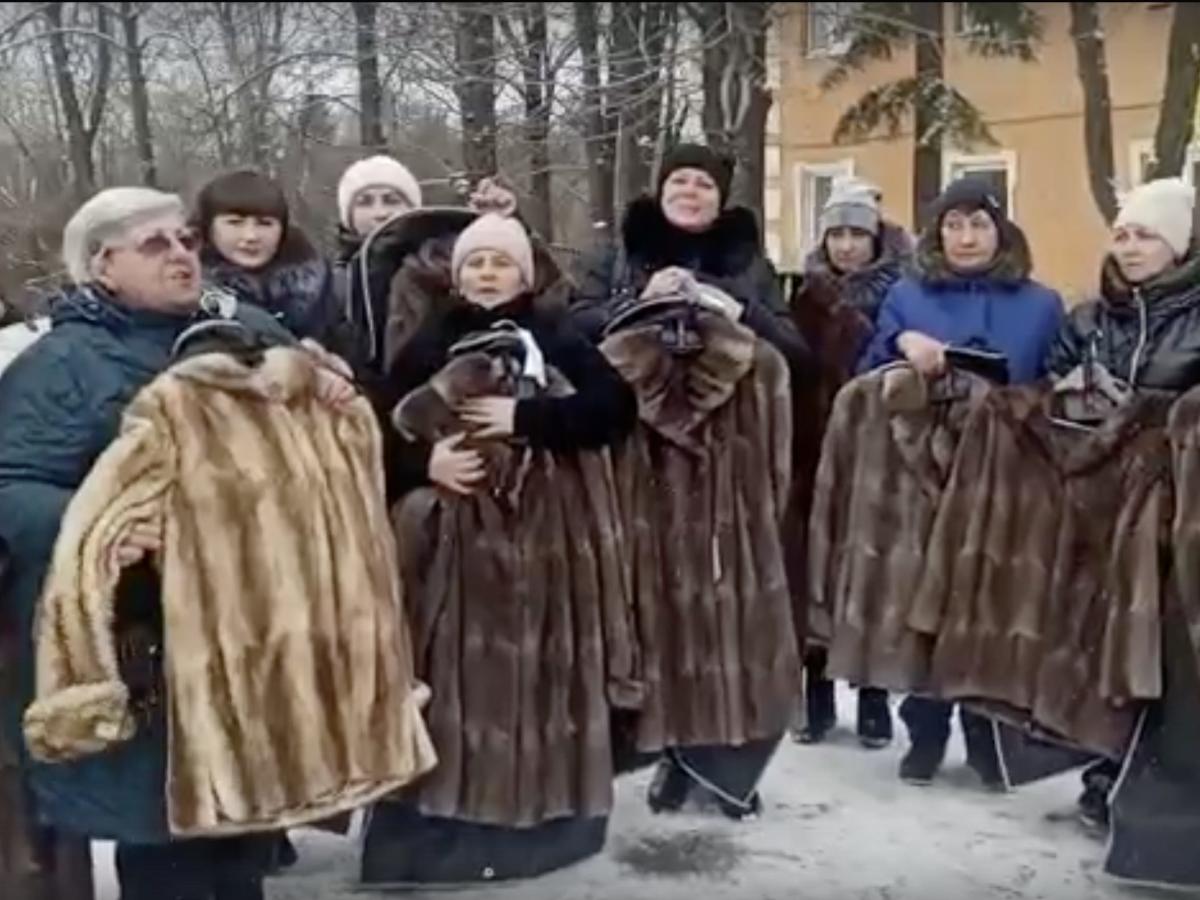 Widows of Russian infantrymen were filmed being given fur coats as items – however weren’t allowed to retain them, says an anti-war staff 19