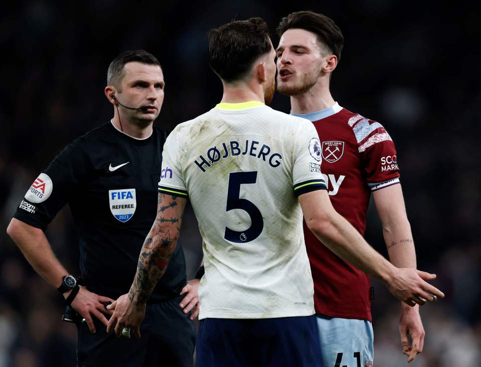 Pierre-Emile Hojbjerg reveals what Declan Rice told him in a heated encounter on the pitch during the final stages of Tottenham’s win over West Ham 1