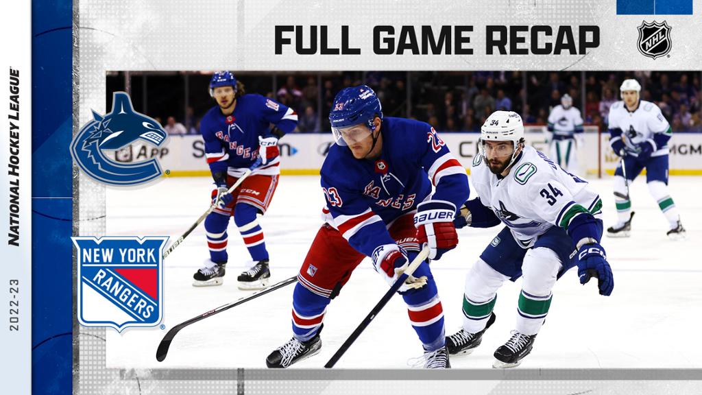 Chytil rankings in fifth sport in a row as Rangers accumulation off Canucks 13