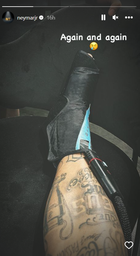 Neymar shows frustration as he shares photo of ankle injury protection boot meaning he ‘should miss’ Champions League clash against Bayern Munich 3