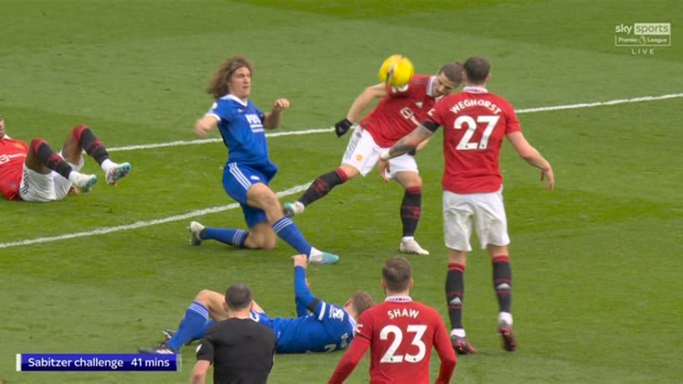 ‘He’s looking for the player’ – Graeme Souness left stunned after Manchester United midfielder Marcel Sabitzer escaped a red card for a horror tackle on Leicester’s Wout Faes 3