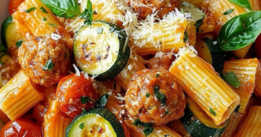 Chicken Sausages with Zucchini, Tomatoes, and Pasta 1