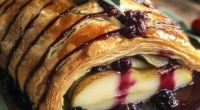 Baked Pear & Sage Wellington with Ricotta & Berry Reduction 3