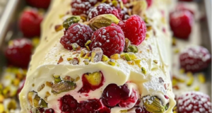 Raspberry Pistachio White Chocolate Roulade 99