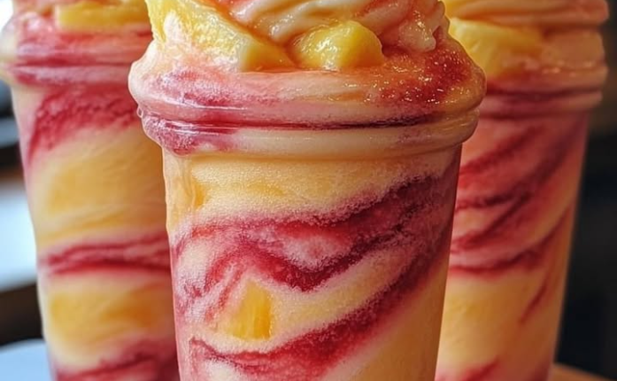 Pineapple Strawberry Swirled Slushies 1