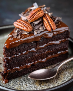 Decadent Chocolate Caramel Cake with Walnuts and Coconut 5