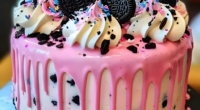 Cotton Candy Oreo Cheesecake Drip Cake 3