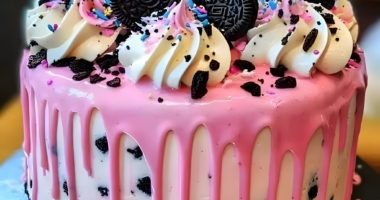 Cotton Candy Oreo Cheesecake Drip Cake 21