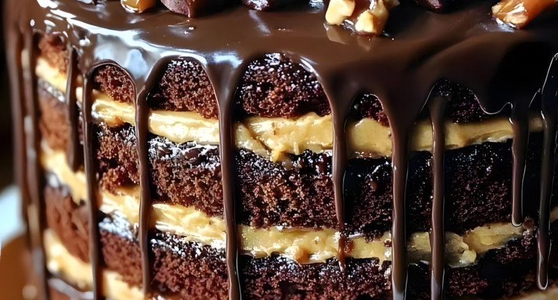 Gooey Chocolate Caramel Turtle Layer Cake: A Decadent Delight 1