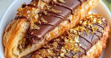 Luxurious Chocolate Croissants with Edible Gold Flakes: Elegance in Every Bite 1