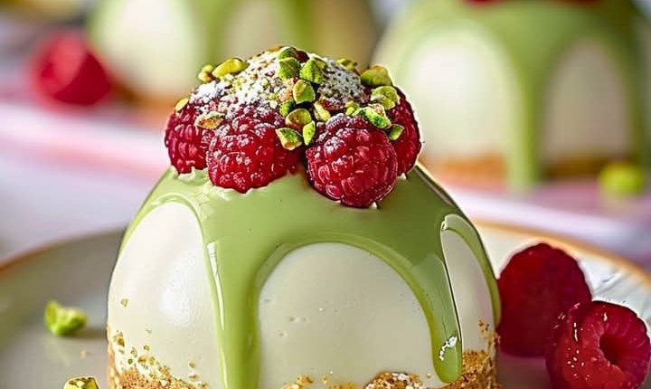 Pistachio & Raspberry Cheesecake Domes: A Decadent Treat for Any Occasion 1