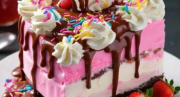 Chocolate and Strawberry Ice Cream Fantasy Cake 52