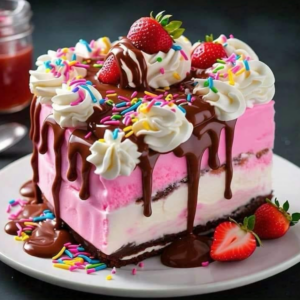 Chocolate and Strawberry Ice Cream Fantasy Cake 5