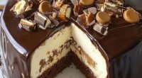 Decadent Chocolate Cake with Cheesecake Filling and Chocolate Ganache 3