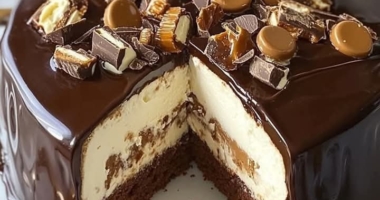 Decadent Chocolate Cake with Cheesecake Filling and Chocolate Ganache 4