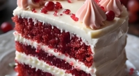 Festive Red Velvet Cake with Creamy Filling and Whipped Topping 3